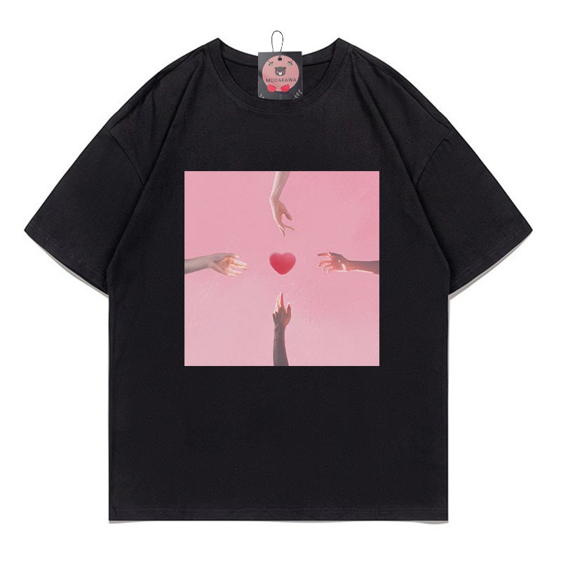 ハートハンドプリントModakawaTシャツ - Black - 5XL - image 2