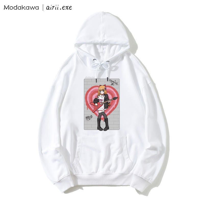 MODAKAWA X airii.exe CHEMICAL ギターガール レタープリントModakawaルーズパーカー - White - 5XL - image 5