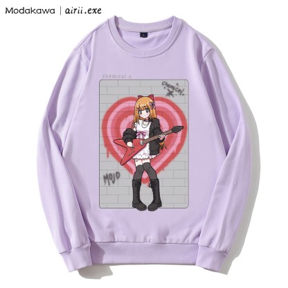 MODAKAWA X airii.exe CHEMICAL ギターガール レタープリント ラウンドカラー スウェットシャツ - Purple - 5XL - image 1