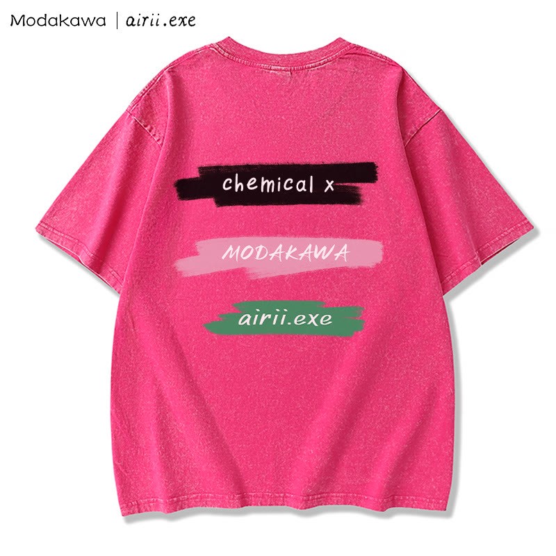 MODAKAWA X airii.exe CHEMICAL ギターガール レタープリント ヴィンテージウォッシュ加工100%綿ModakawaTシャツ - image 2