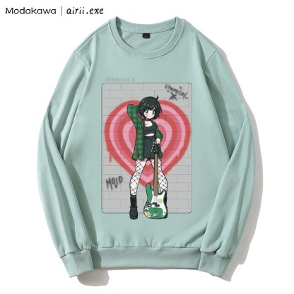 MODAKAWA X airii.exe CHEMICAL ギターガール レタープリント ラウンドカラー スウェットシャツ - Green - 5XL - image 1