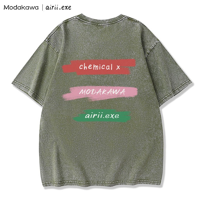 MODAKAWA X airii.exe CHEMICAL ギターガール レタープリント ヴィンテージウォッシュ加工100%綿ModakawaTシャツ - image 2