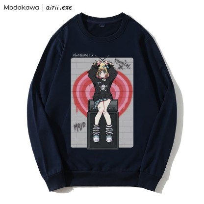 MODAKAWA X airii.exeケミカルガールレタープリント ラウンドカラー スウェットシャツ - Purplish Blue - 5XL - image 1