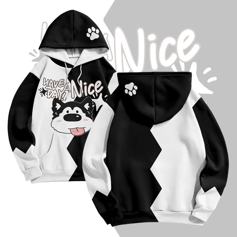 MODAKAWA HAVE A NICE DAYタンアウトパピーグラフィック オールオーバープリント プルオーバーパーカー - Black - 8XL - image 2