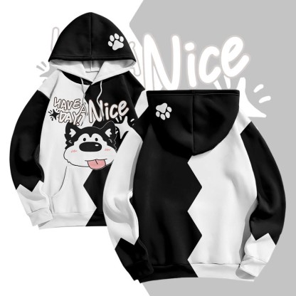 MODAKAWA HAVE A NICE DAYタンアウトパピーグラフィック オールオーバープリント プルオーバーパーカー - Black - 8XL - image 2