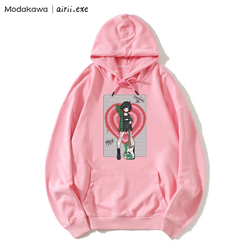 MODAKAWA X airii.exe CHEMICAL ギターガール レタープリントModakawaルーズパーカー - Pink - 5XL - image 1