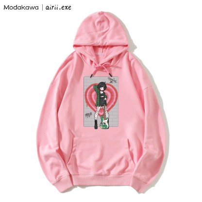 MODAKAWA X airii.exe CHEMICAL ギターガール レタープリントModakawaルーズパーカー - Pink - 5XL - image 1