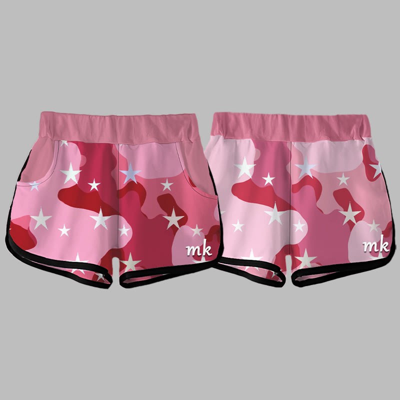 カモフラージュスターレタープリント MODAKAWA ショートパンツ - Pink - 5XL - image 1