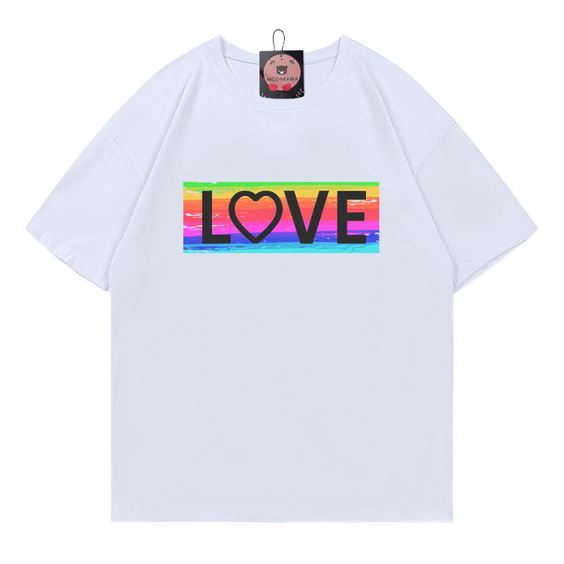 LOVEレインボープリントModakawaTシャツ - White - 5XL - image 2