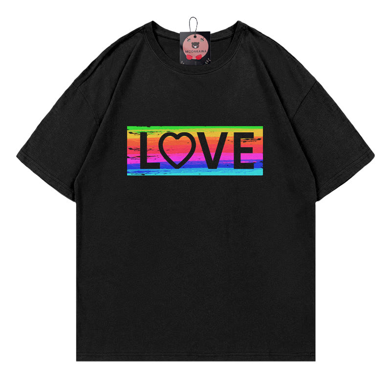 LOVEレインボープリントModakawaTシャツ - Black - 5XL - image 1