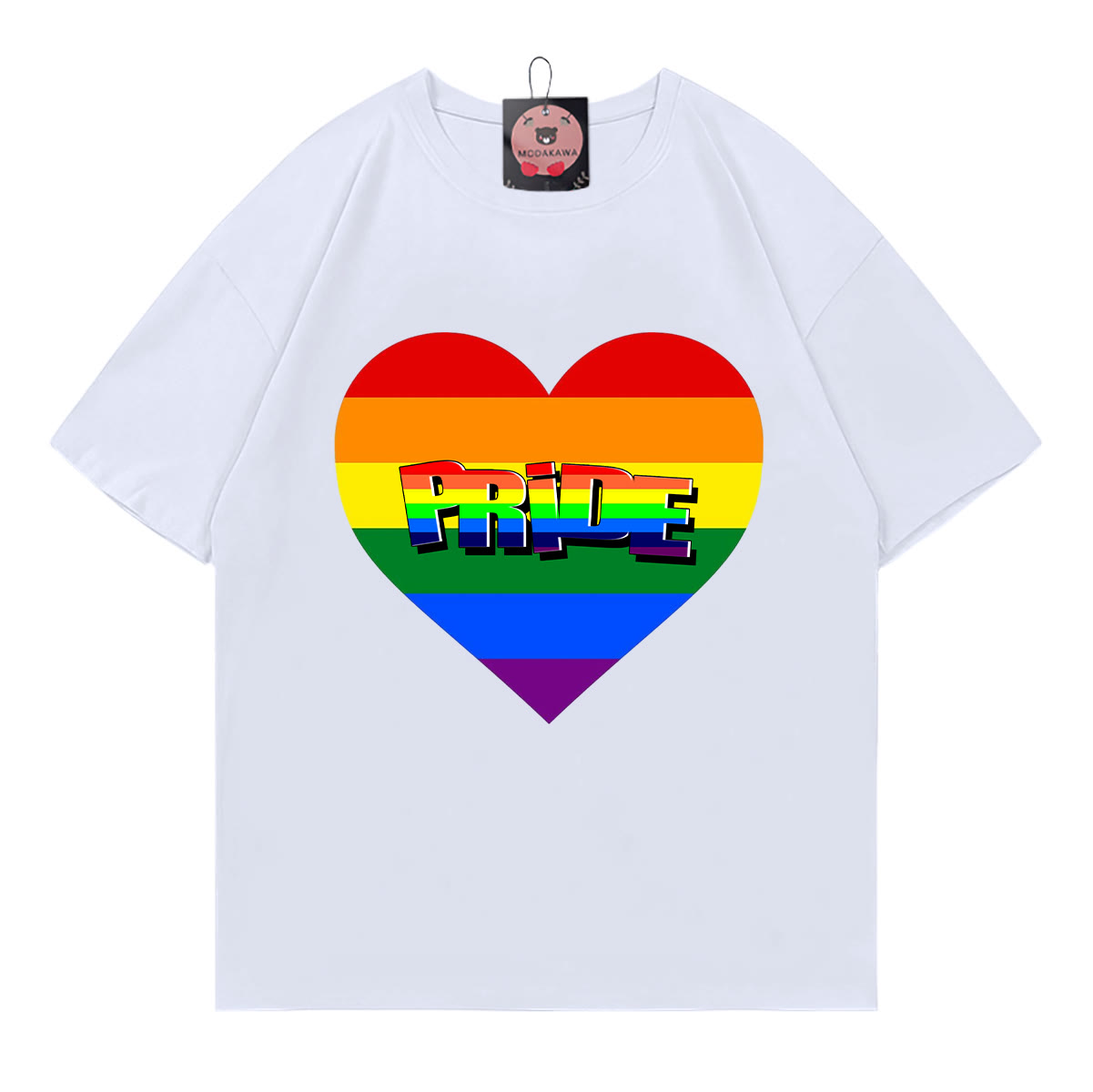 PRIDE レインボーハートプリントModakawaTシャツ - White - 5XL - image 2