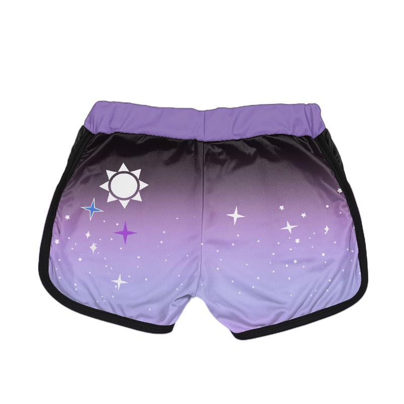 Modakawaグラデーション サン スター レタープリント カジュアル ショートパンツ - image 4