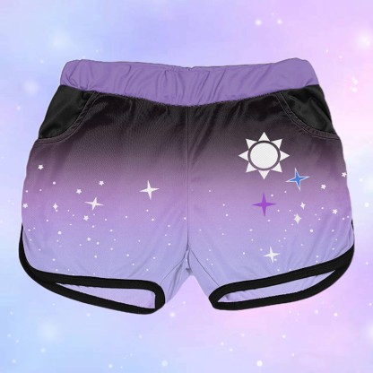 Modakawaグラデーション サン スター レタープリント カジュアル ショートパンツ - image 1