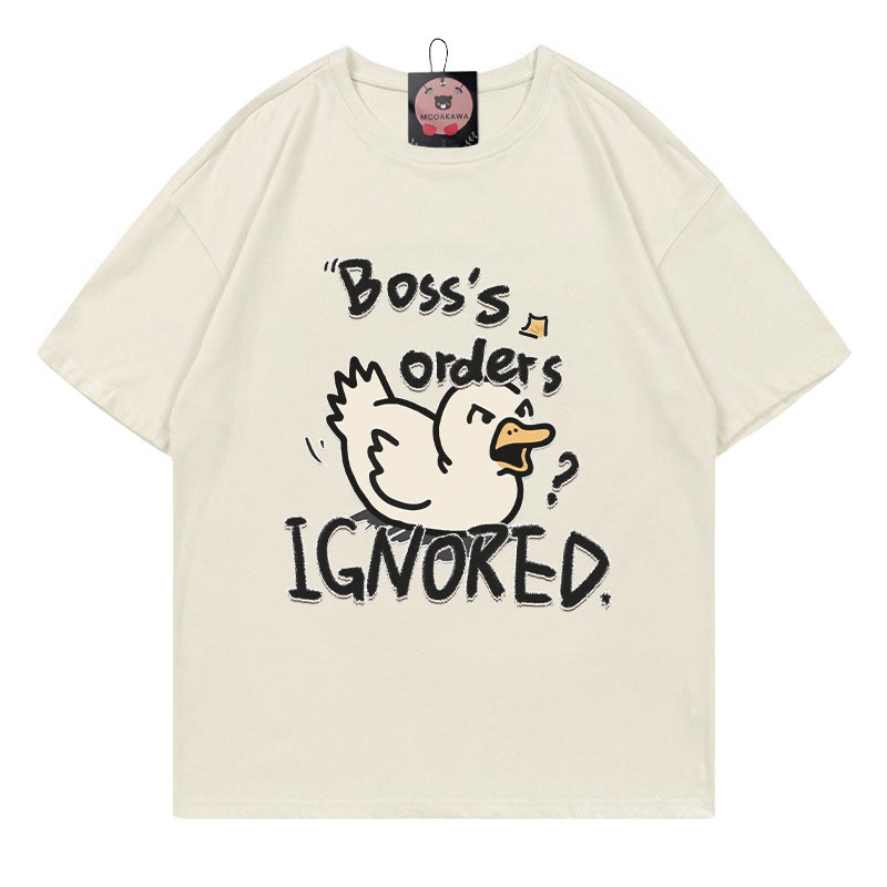 BOSS'S ORDERS IGNOREDアヒル文字プリントModakawaTシャツ - Beige - 5XL - image 1