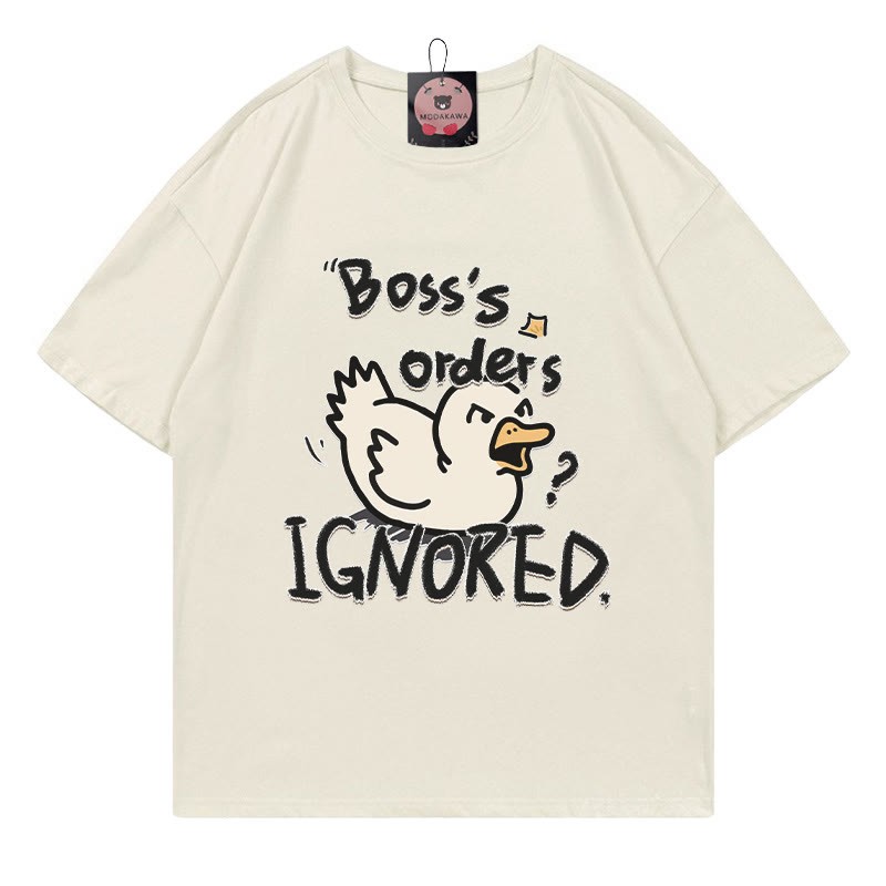 BOSS'S ORDERS IGNOREDアヒル文字プリントModakawaTシャツ - Beige - 5XL - image 1