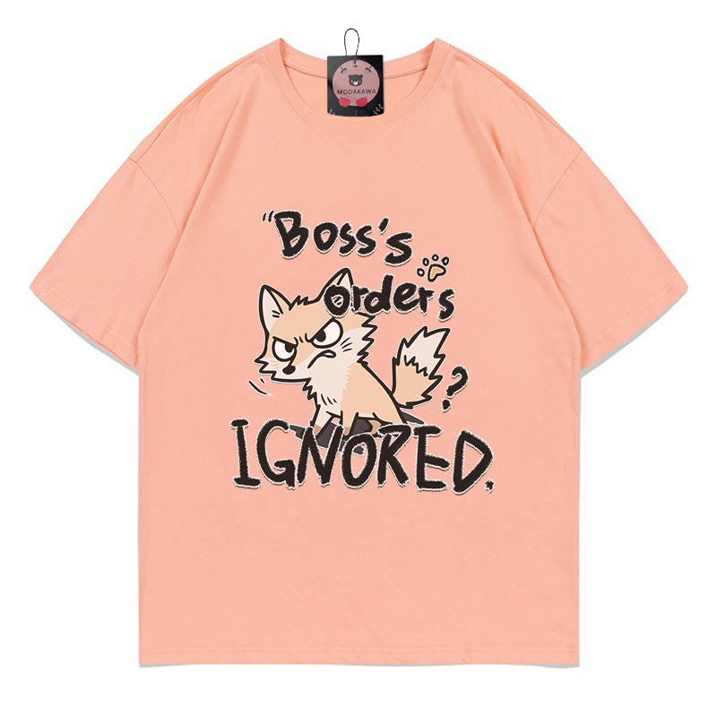 BOSS'S ORDERS IGNOREDフォックスレタープリントModakawaTシャツ - Peach - 5XL - image 2
