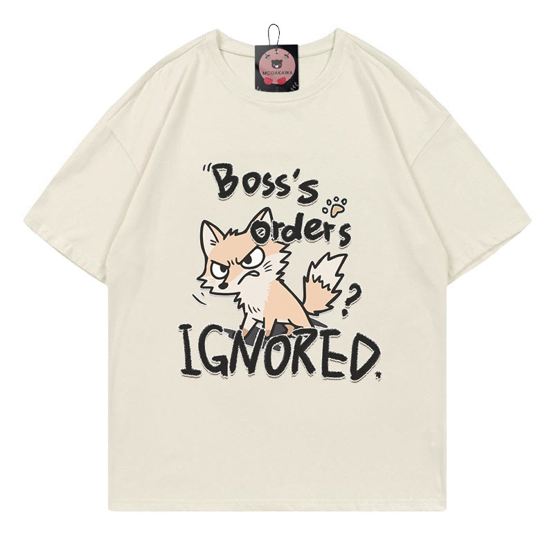 BOSS'S ORDERS IGNOREDフォックスレタープリントModakawaTシャツ - Beige - 5XL - image 1