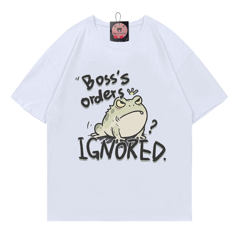 BOSS'S ORDERS IGNOREDカエル文字プリントModakawaTシャツ - White - 5XL - image 2