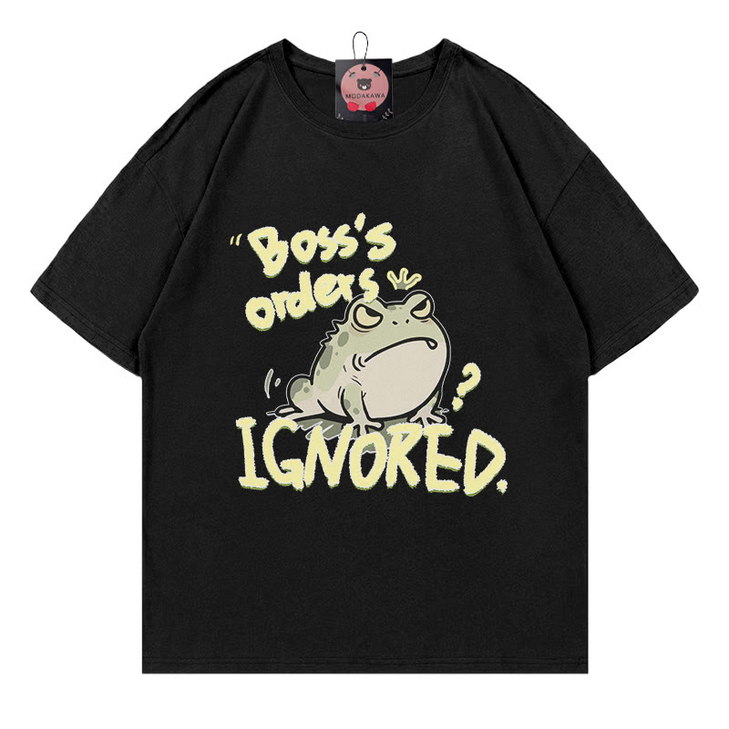 BOSS'S ORDERS IGNOREDカエル文字プリントModakawaTシャツ - Black - 5XL - image 1