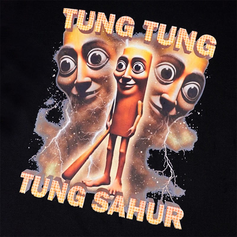 TUNG TUNG TUNG SAHUR木男プリント 綿100%Modakawa綿シャツ - image 2