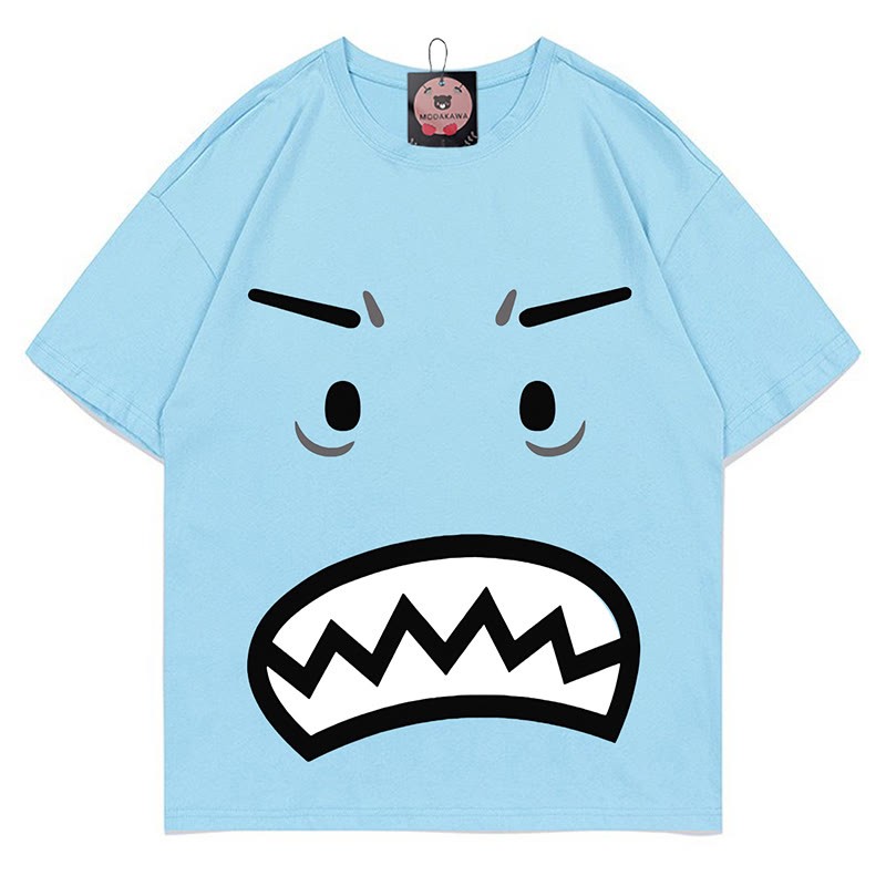 怒りの表情プリントModakawaTシャツ - Blue - 5XL - image 2