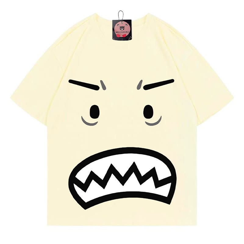 怒りの表情プリントModakawaTシャツ - Apricot - 5XL - image 1