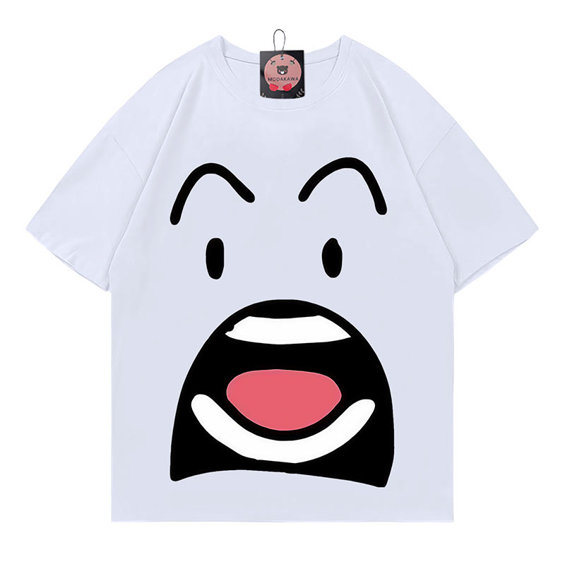 ショックフェイスプリントModakawaTシャツ - White - 5XL - image 1