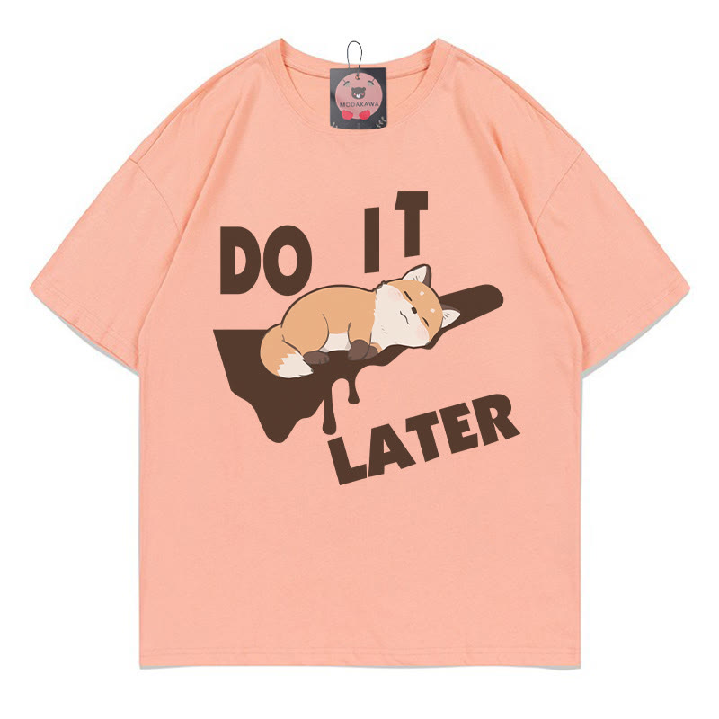 DO IT LATER スリーピングフォックスプリントModakawaTシャツ - Peach - 5XL - image 1