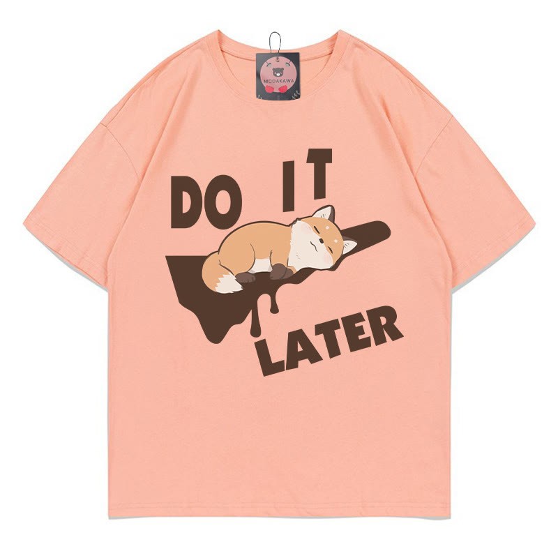DO IT LATER スリーピングフォックスプリントModakawaTシャツ - Peach - 5XL - image 1
