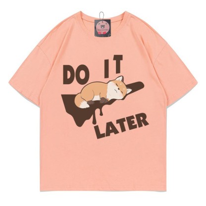 DO IT LATER スリーピングフォックスプリントModakawaTシャツ - Peach - 5XL - image 1
