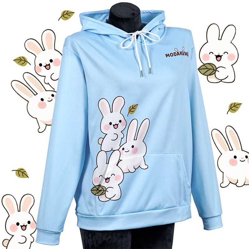 スタックドバニーレタープリントModakawaカワルーズパーカー - Blue - 5XL - image 1