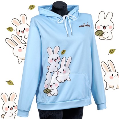 スタックドバニーレタープリントModakawaカワルーズパーカー - Blue - 5XL - image 1