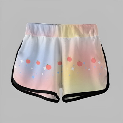 Modakawaグラデーションアップルレタープリントカジュアルショートパンツ - image 2