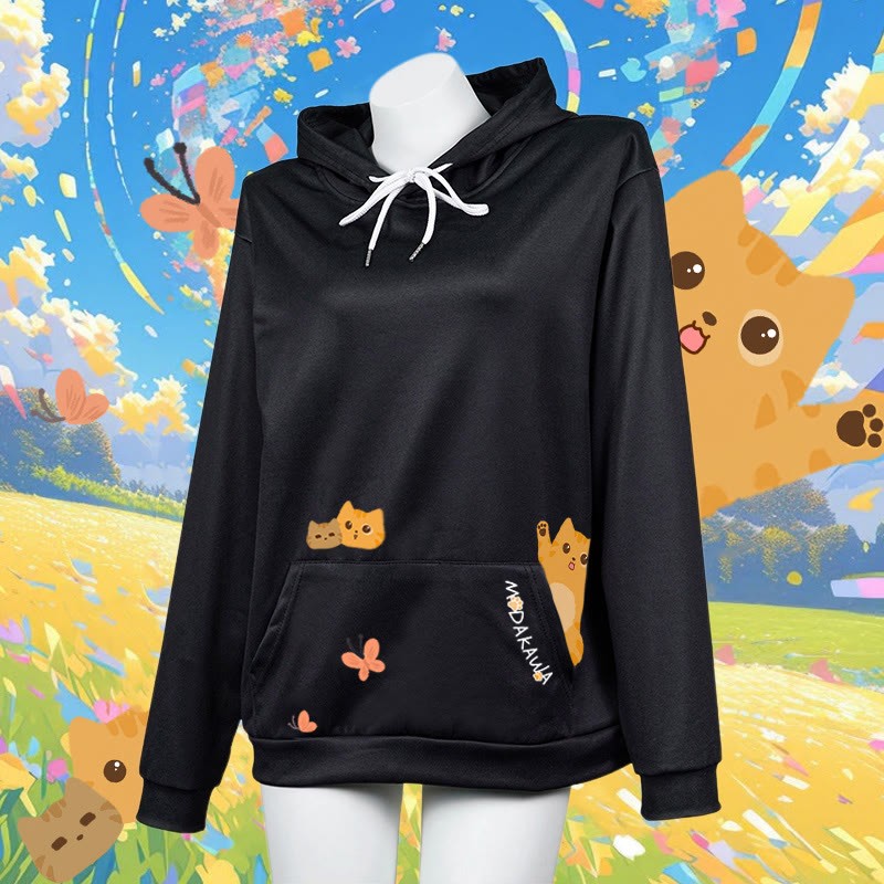 グラデーションキティレタープリントModakawaカワルーズパーカー - Black - 8XL - image 3