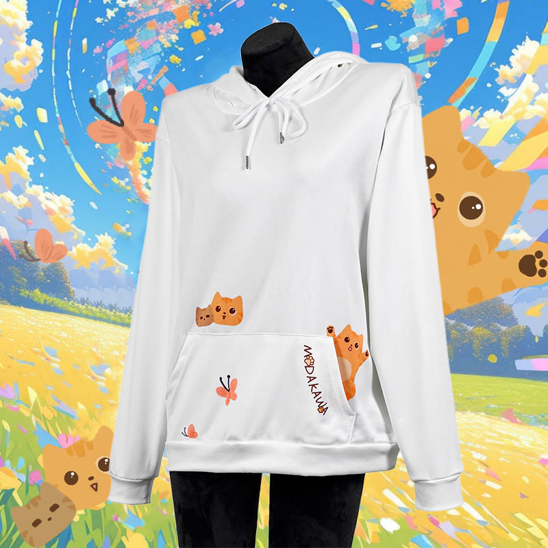 グラデーションキティレタープリントModakawaカワルーズパーカー - White - 8XL - image 4