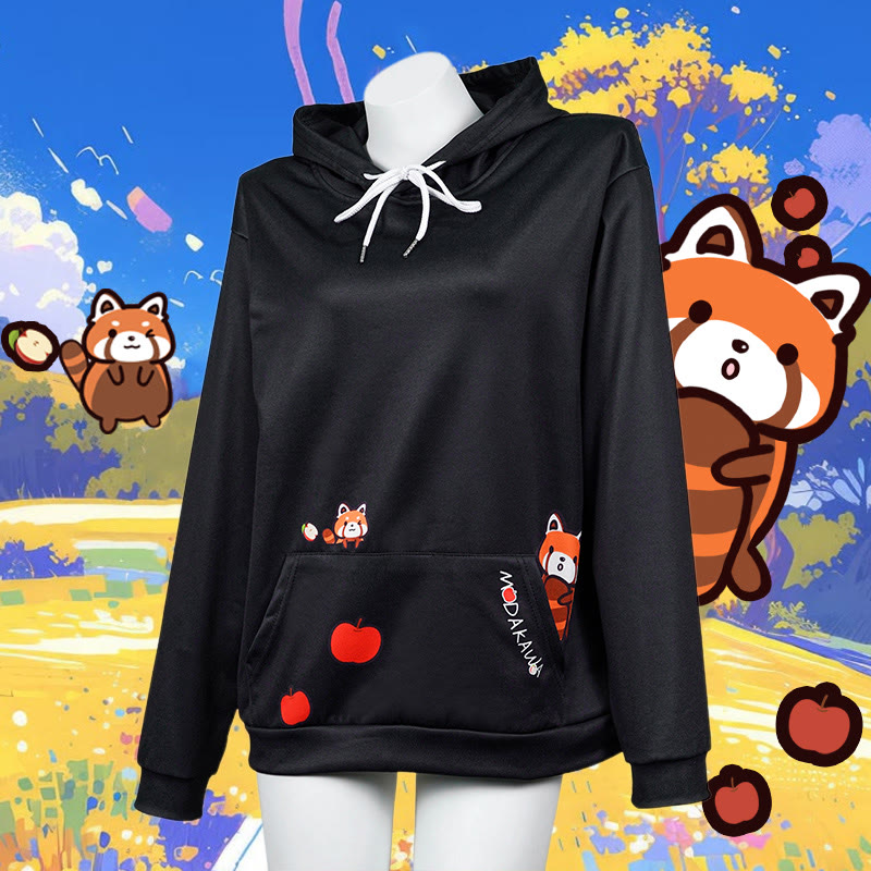 グラデーションレッサーパンダレタープリントModakawaカワルーズパーカー - Black - 5XL - image 1