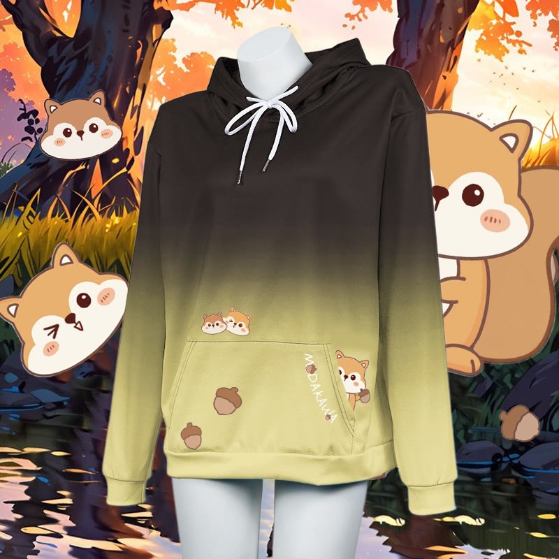 グラデーションリスレタープリントModakawaカワルーズパーカー - Black&Yellow - 8XL - image 3