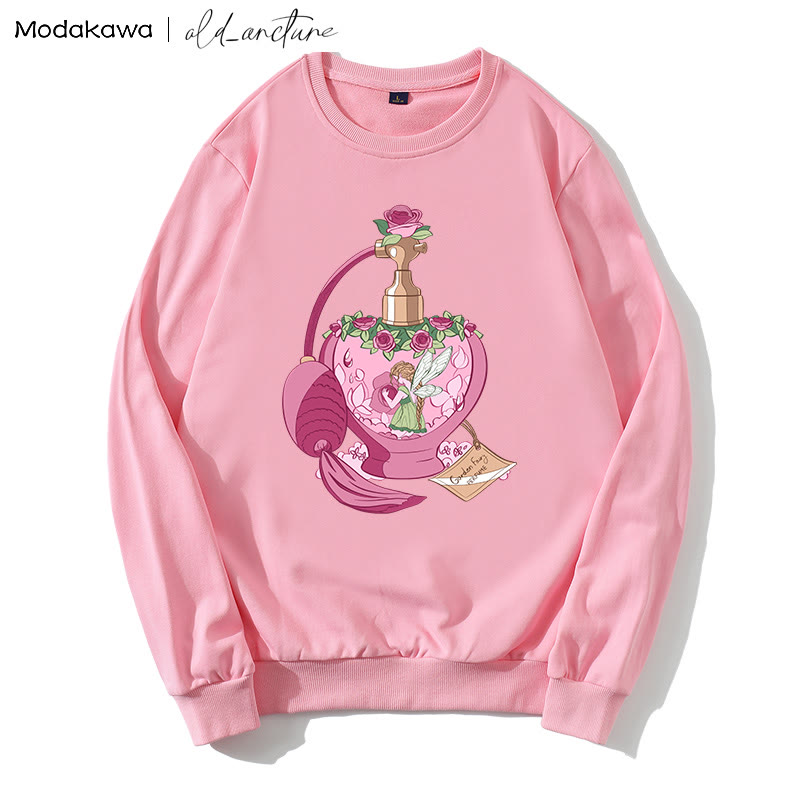 MODAKAWA X old_arcture ローズエンジェル パフュームボトル レタープリント ラウンドカラー スウェットシャツ - Pink - 5XL - image 1