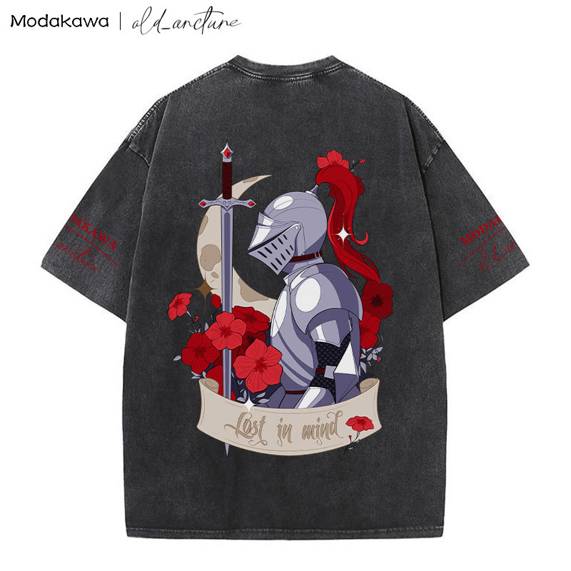 MODAKAWA X old_arcture LOST IN MIND ローズナイトプリント ヴィンテージウォッシュTシャツ - Black - 5XL - image 2