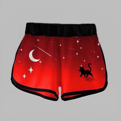 Modakawaグラデーション キティ ムーン スター プリント カジュアル ショートパンツ - image 3