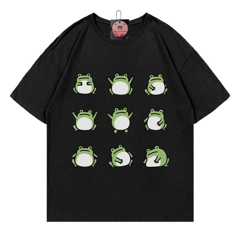 カエル柄ModakawaTシャツ - Black - 5XL - image 1