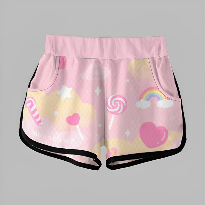 Modakawa Candy レインボーラブプリント カジュアルショーツ - Pink - 5XL - image 1