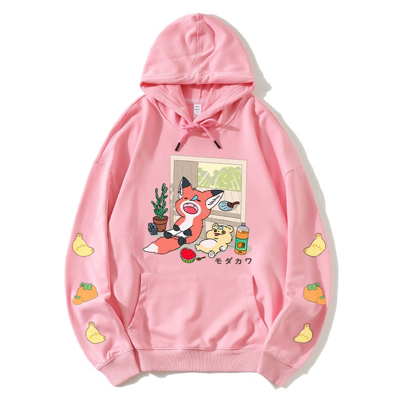 ナッピングアニマルズレタープリントModakawaカワルーズパーカー - Pink - 5XL - image 3