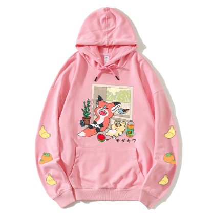 ナッピングアニマルズレタープリントModakawaカワルーズパーカー - Pink - 5XL - image 3