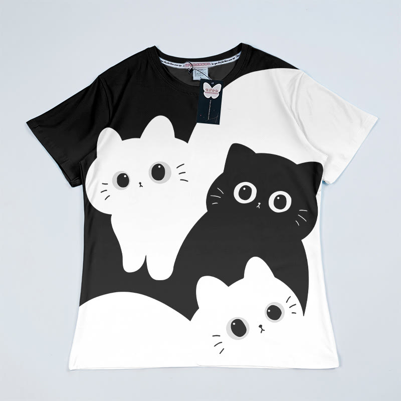 キティプリントModakawaTシャツ - Black&Grey B - 5XL - image 1