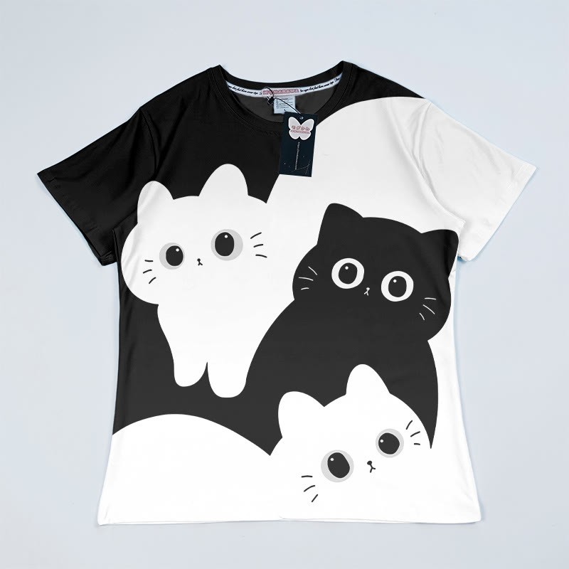 キティプリントModakawaTシャツ - Black&Grey B - 5XL - image 1