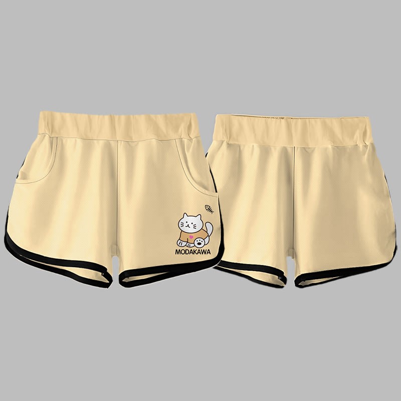 Modakawaカワキティレタープリントカジュアルショートパンツ - image 3