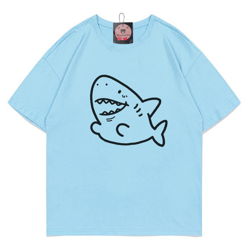 サメプリントModakawaTシャツ - Blue - 5XL - image 1