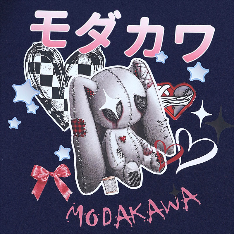 バニーハートレタープリント100%綿ModakawaTシャツ - image 2