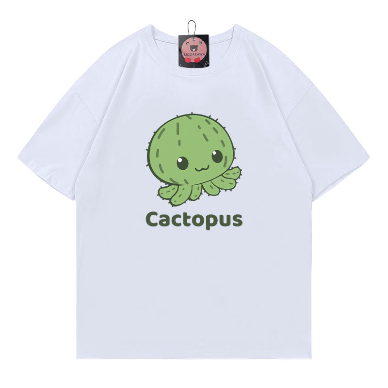 CACTOPUS サボテン タコ プリントModakawaTシャツ - White - 5XL - image 3